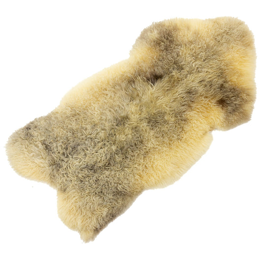 Curly Copper White and Gray Mix Long Wool Swedish Sheepskin