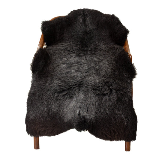 Cushy Black w White Gray Hairs Sheepskin