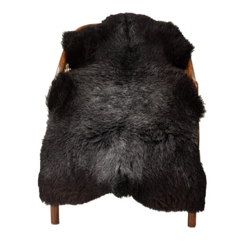 Cushy Black w White Gray Hairs Sheepskin
