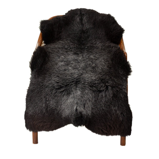 Cushy Black w White Gray Hairs Sheepskin