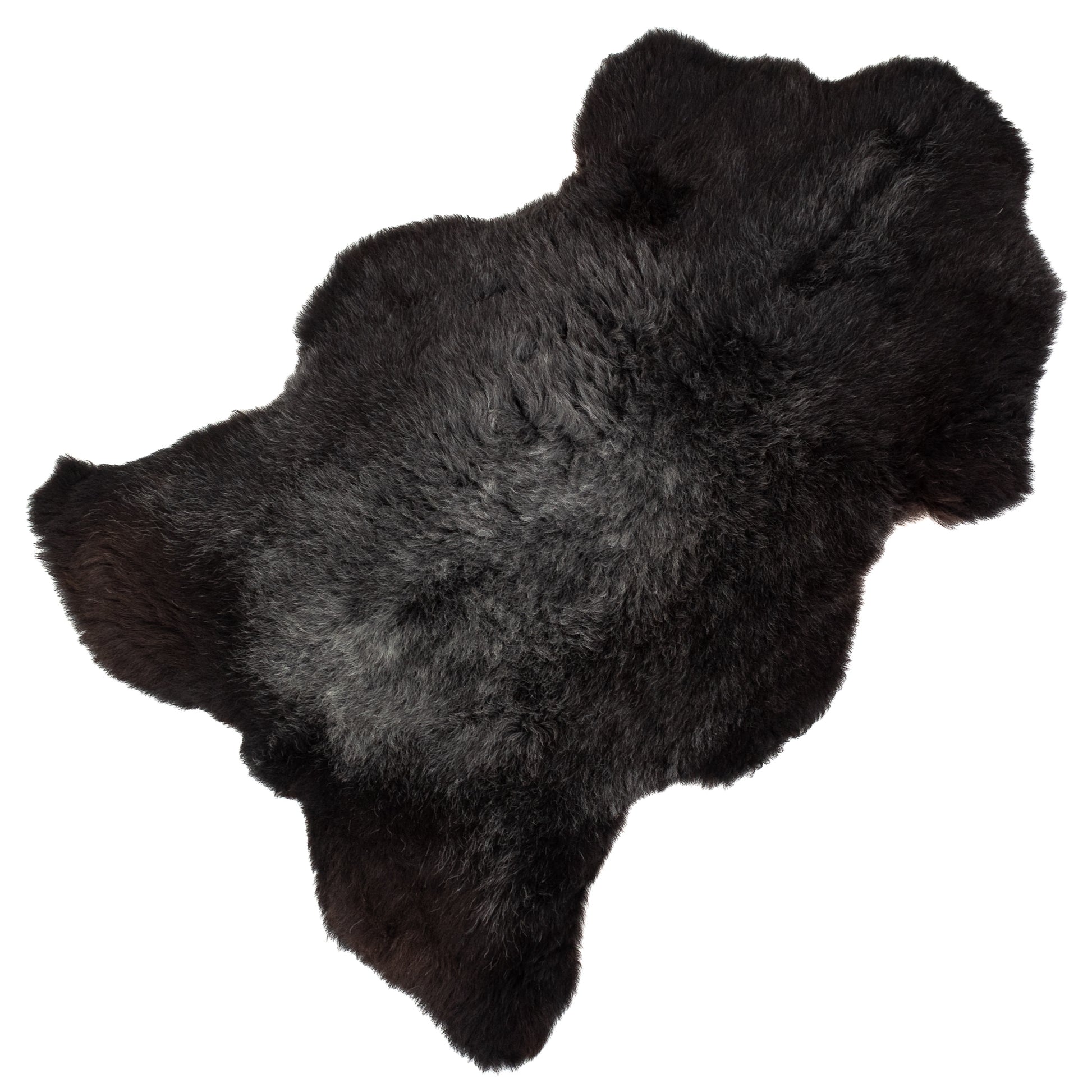 Cushy Black w White Gray Hairs Sheepskin Rug