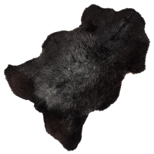 Cushy Black w White Gray Hairs Sheepskin Rug