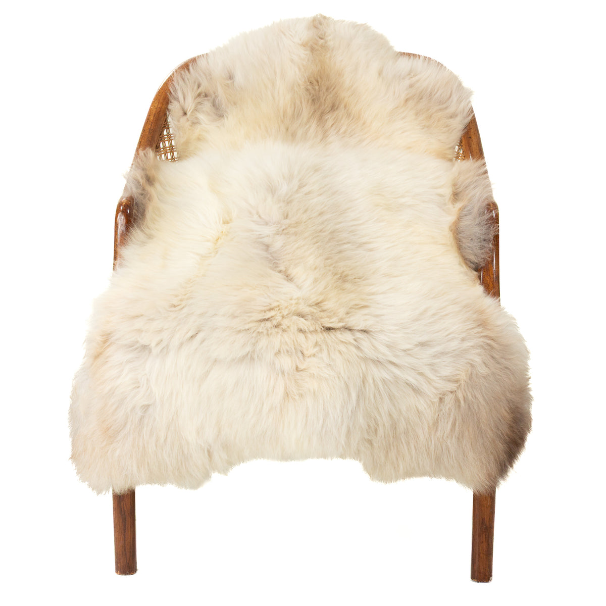 Cushy Creamy White w Light Brown Mottled Sheepskin