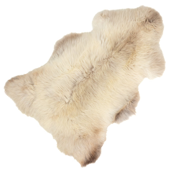 Cushy Creamy White w Light Brown Mottled Sheepskin Rug