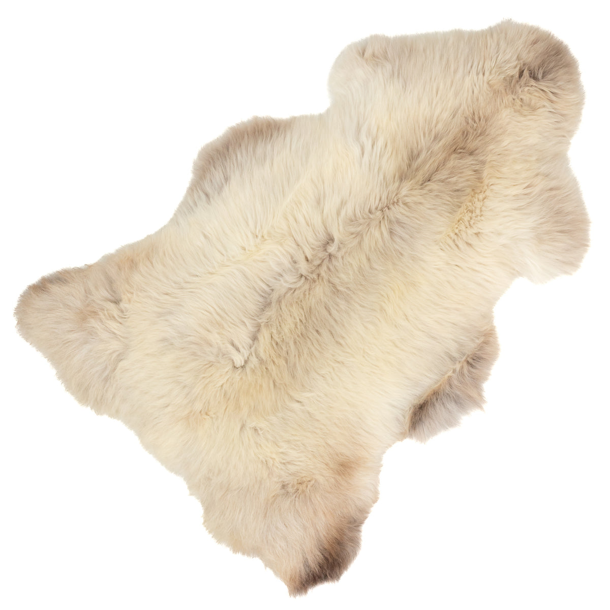 Cushy Creamy White w Light Brown Mottled Sheepskin Rug