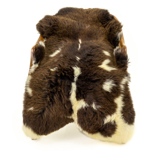 Cushy Dark Brown w White Markings Sheepskin