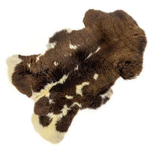 Cushy Dark Brown w White Markings Sheepskin