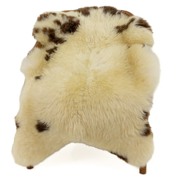 Wide Cushy Golden Ivory w Brown Spots Sheepskin