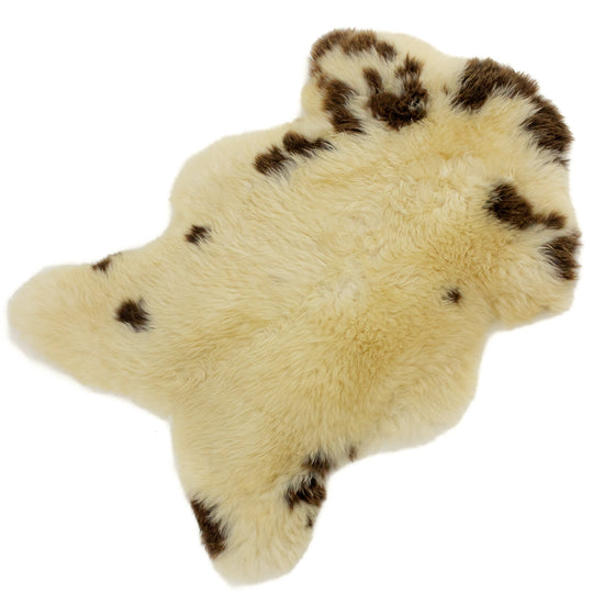 Wide Cushy Golden Ivory w Brown Spots Sheepskin