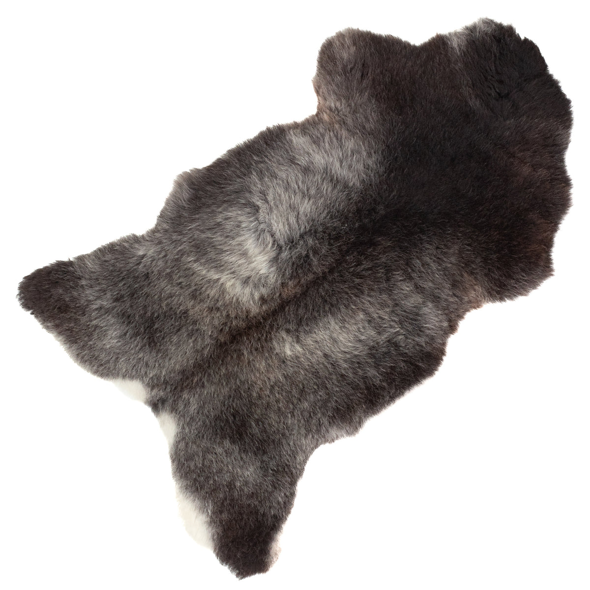 Cushy Short Wool Black w Silver White Sheepskin Rug