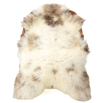 Cushy Shorter Wool Ivory White w Brown Sheepskin