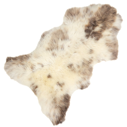 Cushy Shorter Wool Ivory White w Brown Sheepskin Rug