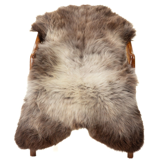 Thick Cushy Brown and Gray Mix Sheepskin