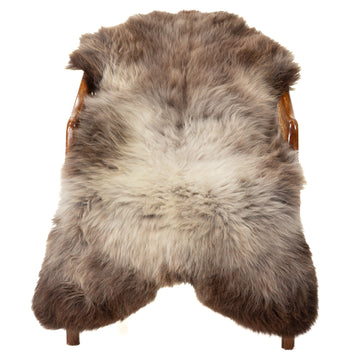 Thick Cushy Brown and Gray Mix Sheepskin