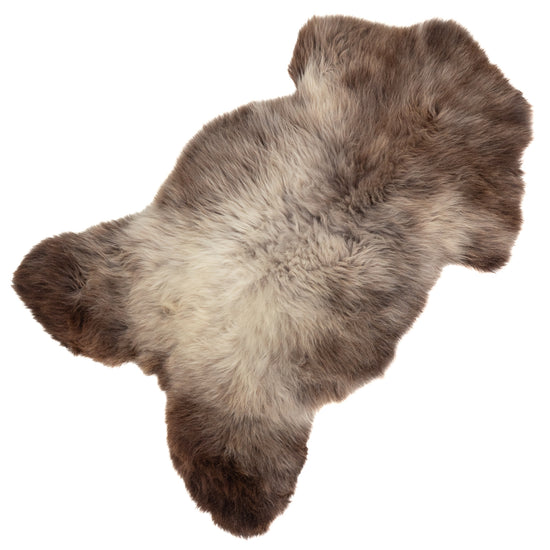 Thick Cushy Brown and Gray Mix Sheepskin Rug