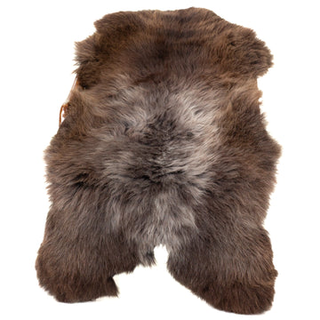Thick Cushy Dark Brown w Gray Sheepskin