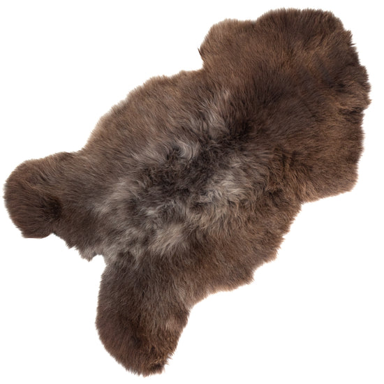 Thick Cushy Dark Brown w Gray Sheepskin Rug
