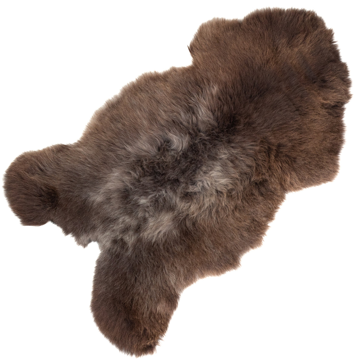 Thick Cushy Dark Brown w Gray Sheepskin Rug