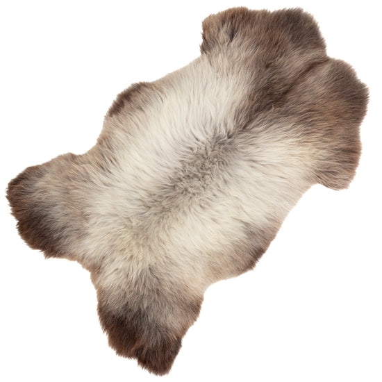 Thick Cushy Gray w Dark Brown Sheepskin Rug