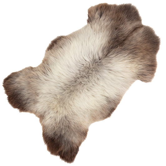 Thick Cushy Gray w Dark Brown Sheepskin Rug