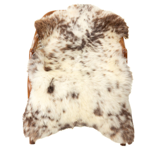 Cushy White and Brown Spotted Mottled Sheepskin