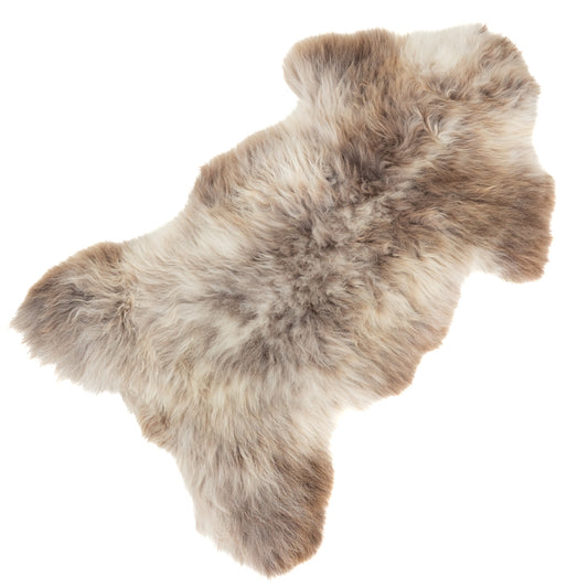 Cushy  White w Grayish Brown Mottled Sheepskin Rug