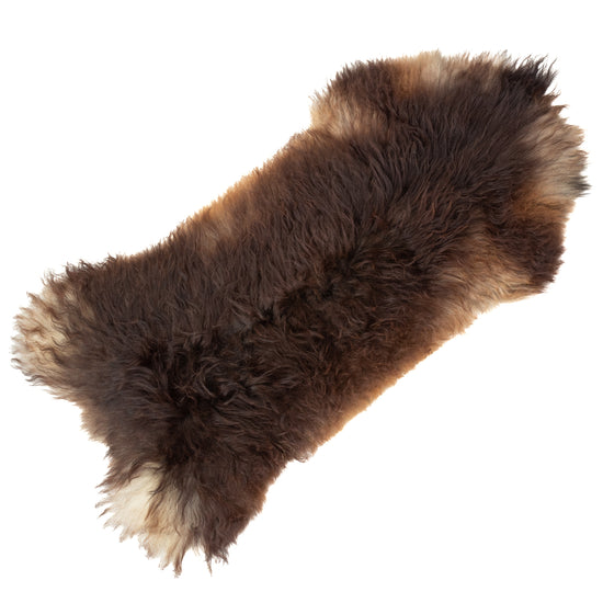 Dark Brown w Gray Long Wool Swedish Sheepskin Rug