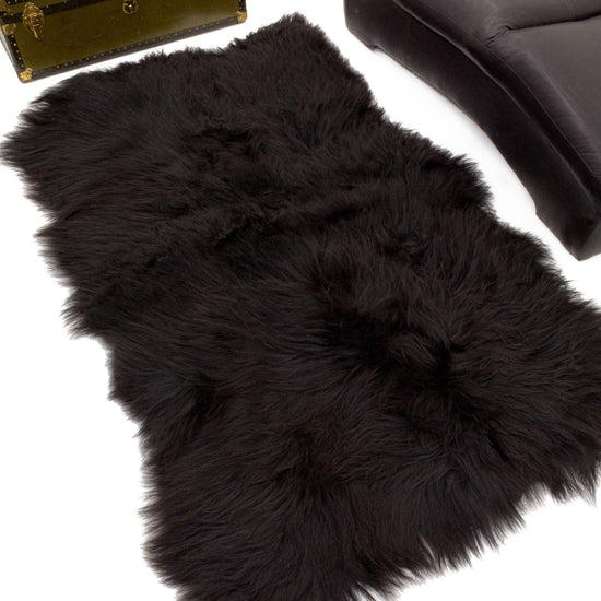Dark Brown Blackish Quad Icelandic Rug Sheepskin