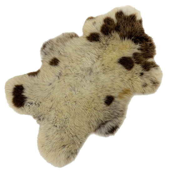 Large Wide Dark Ivory w Brown Mix Sheepskin