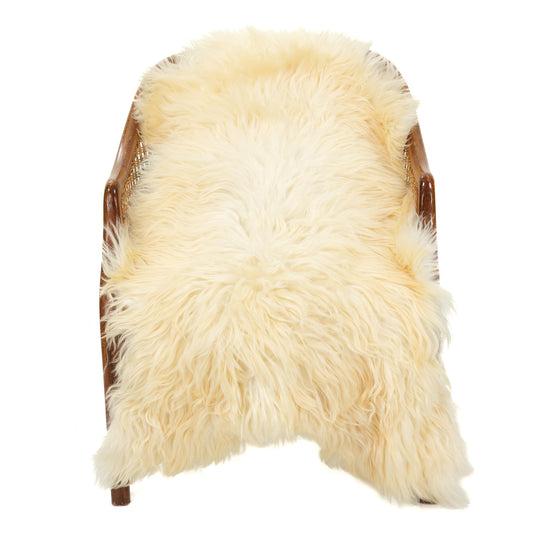 Flat Shaggy Ivory White Swedish Sheepskin