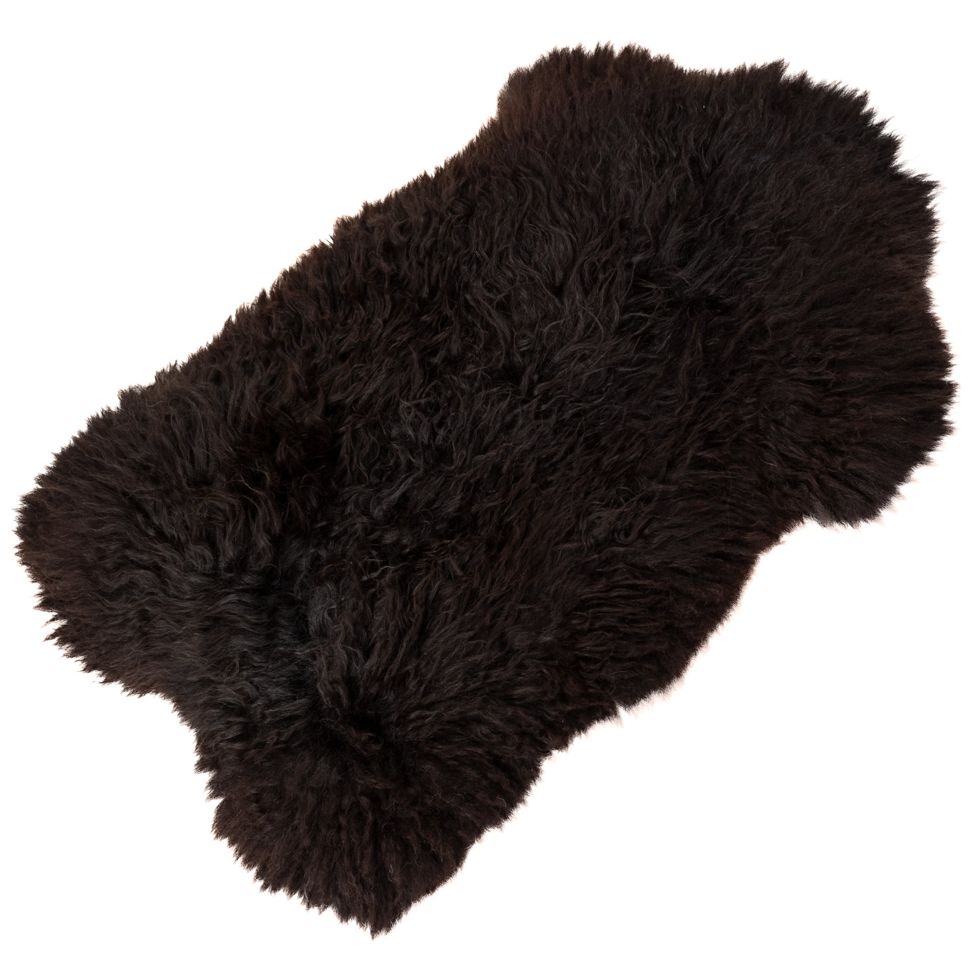 Huge Black Thick Long Wavy Wool Swedish Sheepskin Rug