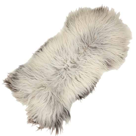 Huge Coarse Long Thick Wool White w Black Heidschnucke Sheepskin Rug