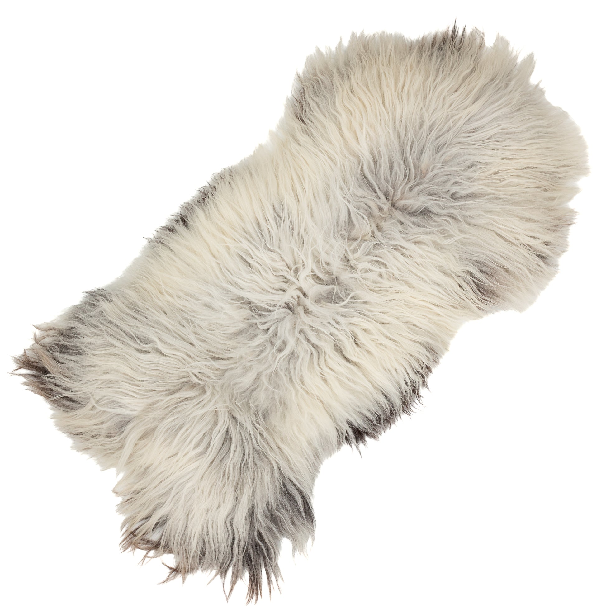 Huge Coarse Long Thick Wool White w Black Heidschnucke Sheepskin Rug