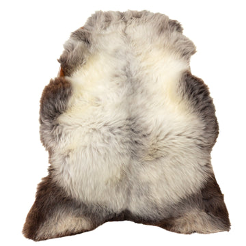 Huge Cushy Ivory White Gray w Brown Edges Sheepskin