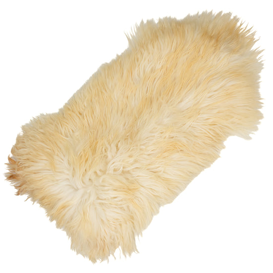 Huge Long Coarse Wool Golden Ivory Mottled Heidschnucke Sheepskin Rug