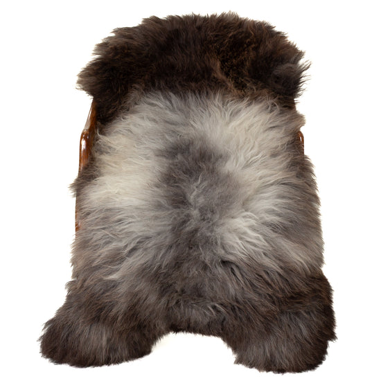 Huge Long Wool Silver Gray and Dark Brown Sheepskin