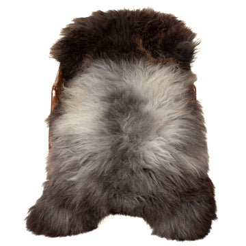 Huge Long Wool Silver Gray and Dark Brown Sheepskin