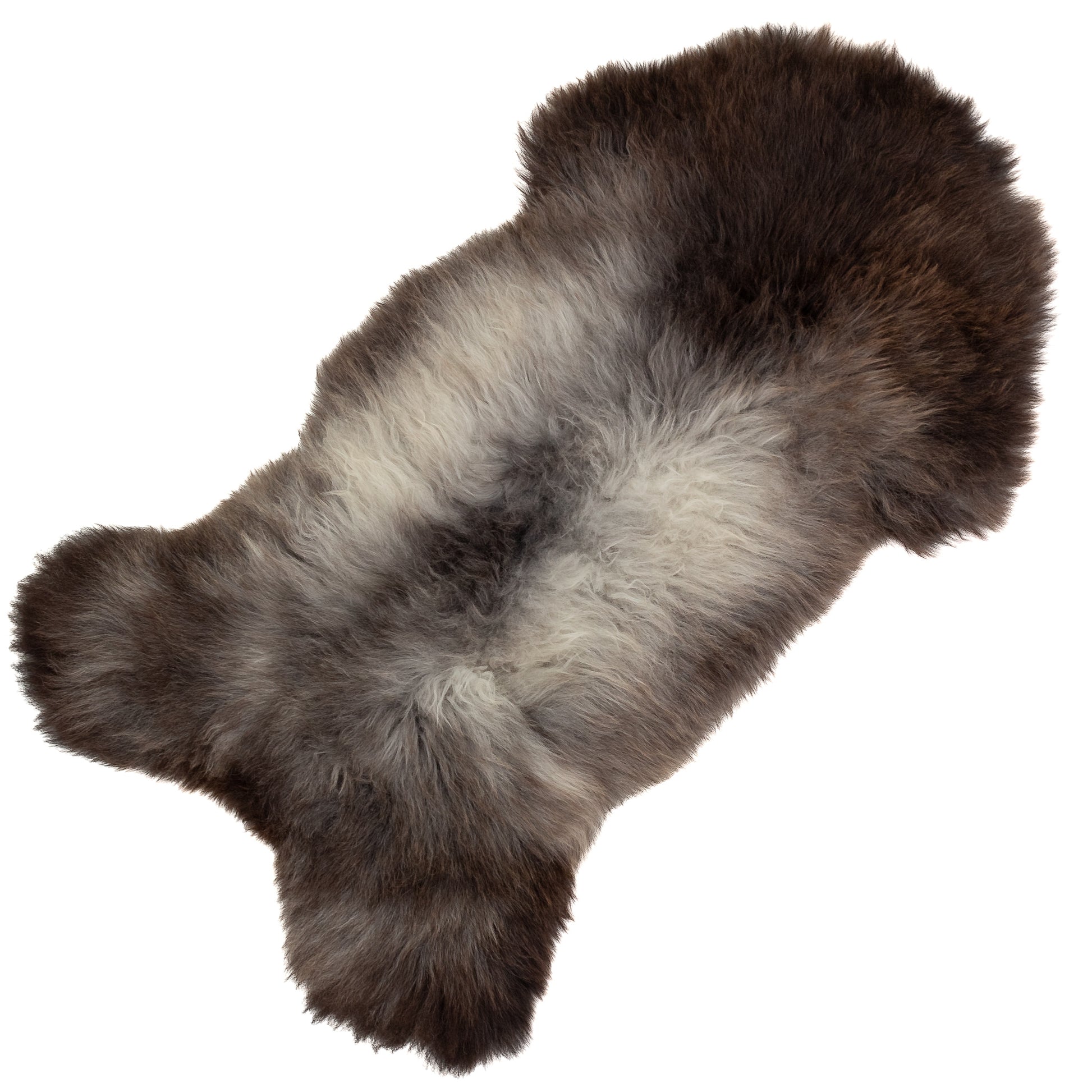 Huge Long Wool Silver Gray and Dark Brown Sheepskin Rug