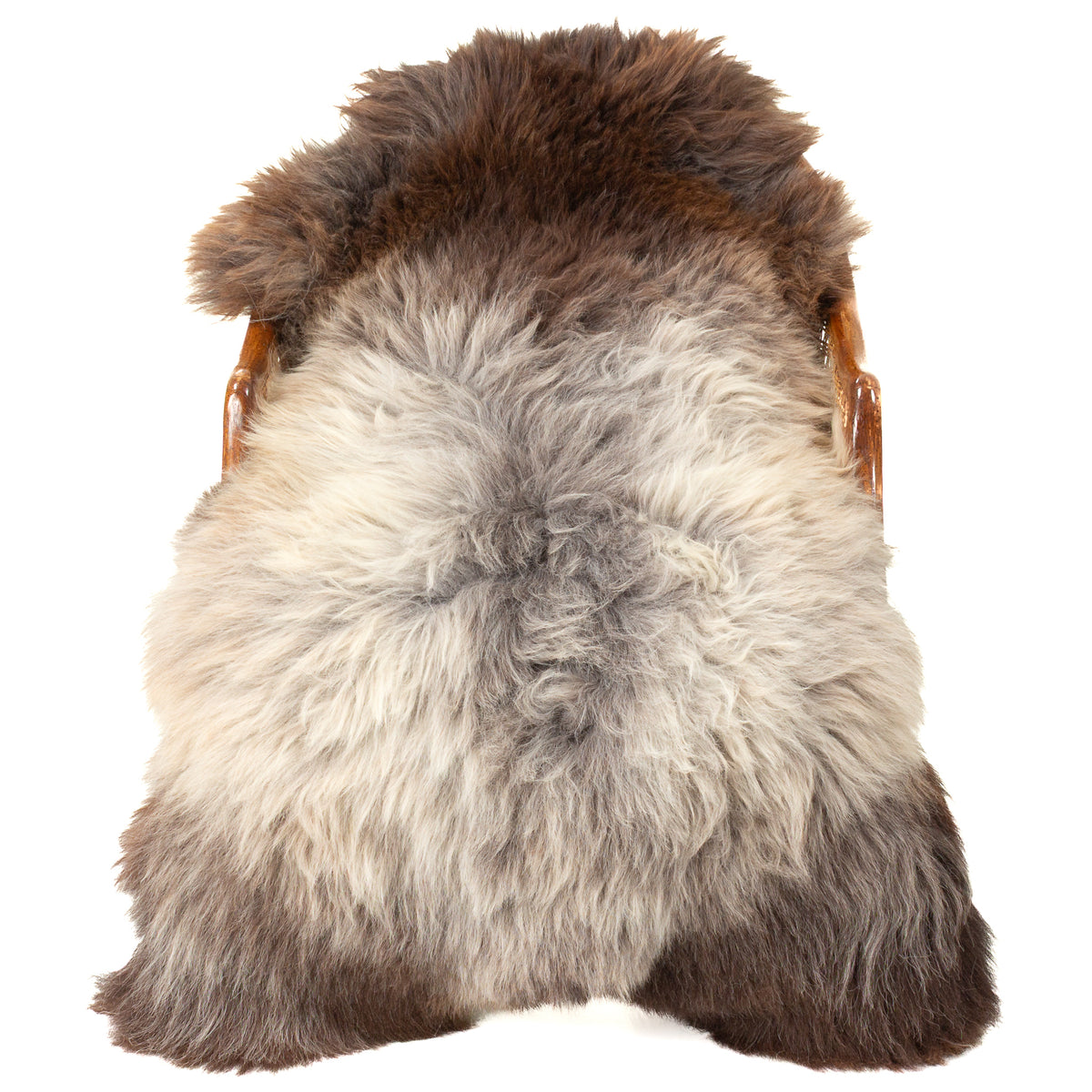 Huge Thick Cushy Dark Brown Gray Mix Sheepskin