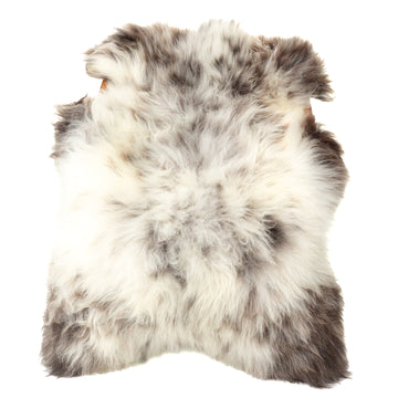 Huge Thick Cushy White w Blackish Mottled Sheepskin