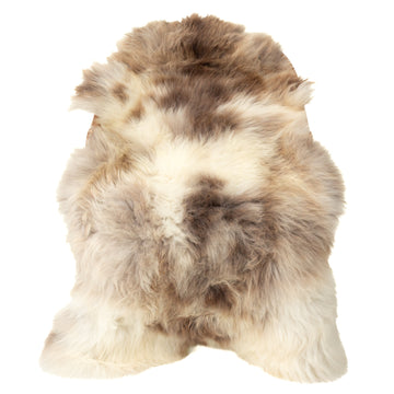 Huge Thick Cushy Ivory White w Brown Mottled Sheepskin