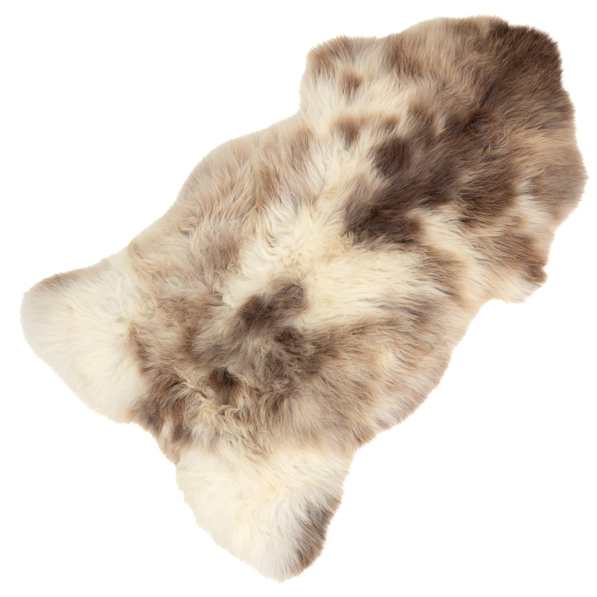 Huge Thick Cushy Ivory White w Brown Mottled Sheepskin Rug