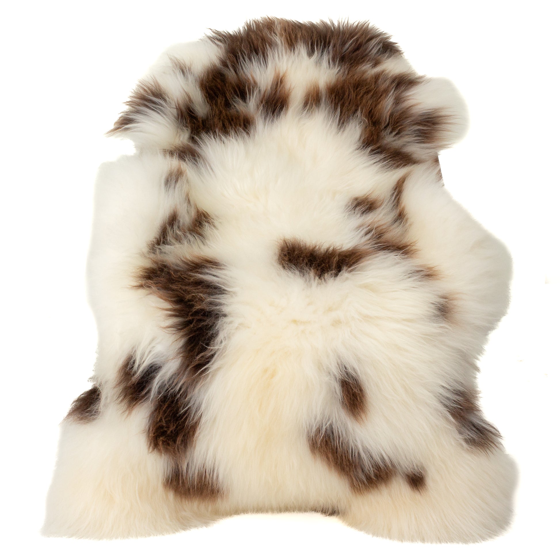 Huge Thick Cushy White w Brown Spots Sheepskin