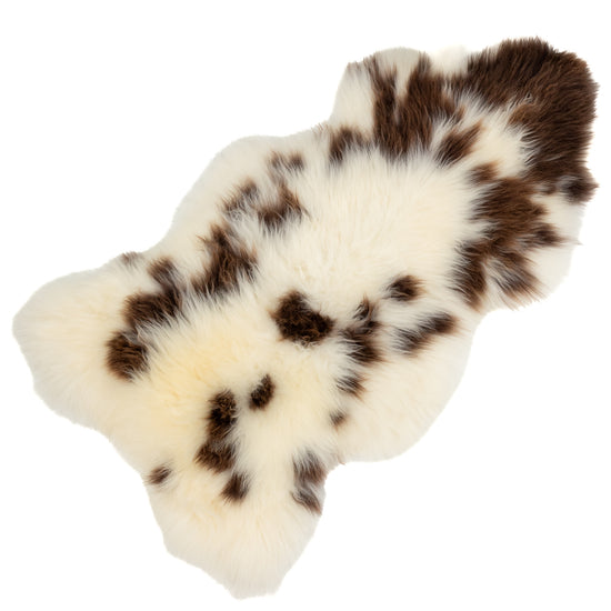 Huge Thick Cushy White w Brown Spots Sheepskin Rug