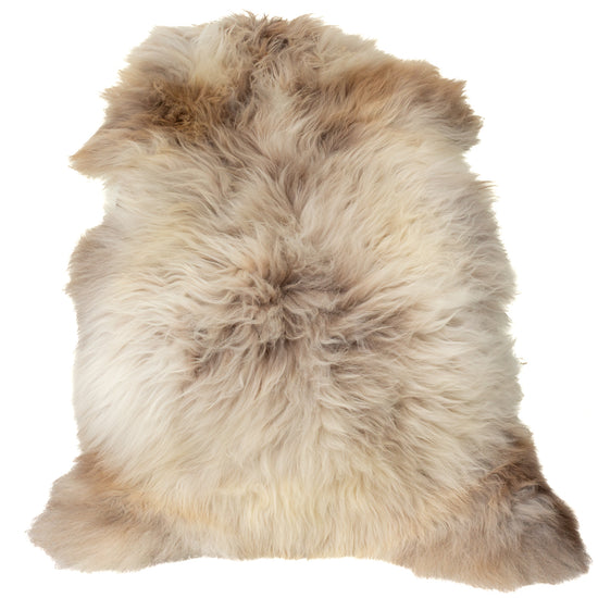 Huge Thick Cushy White w Light Brown Mottled Sheepskin