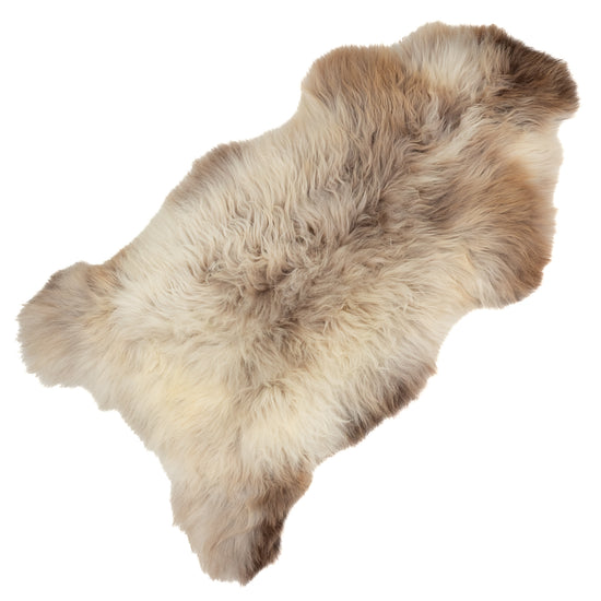 Huge Thick Cushy White w Light Brown Mottled Sheepskin Rug