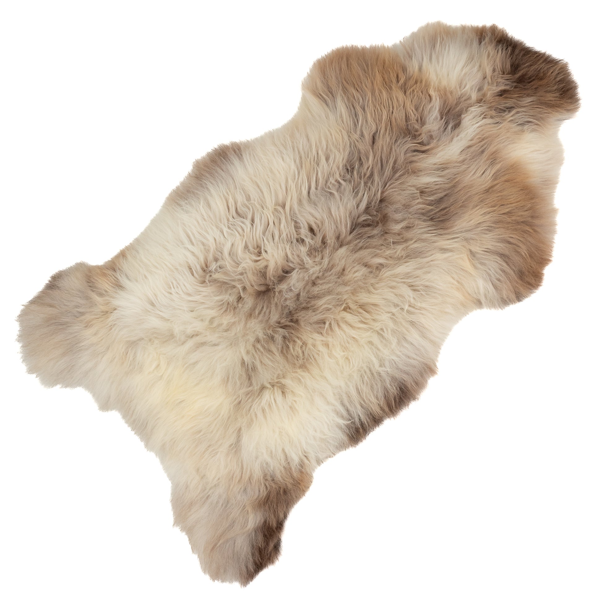 Huge Thick Cushy White w Light Brown Mottled Sheepskin Rug