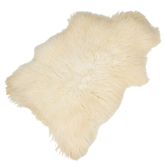 Huge Long Coarse Wool Wide Ivory White Heidschnucke Sheepskin Rug