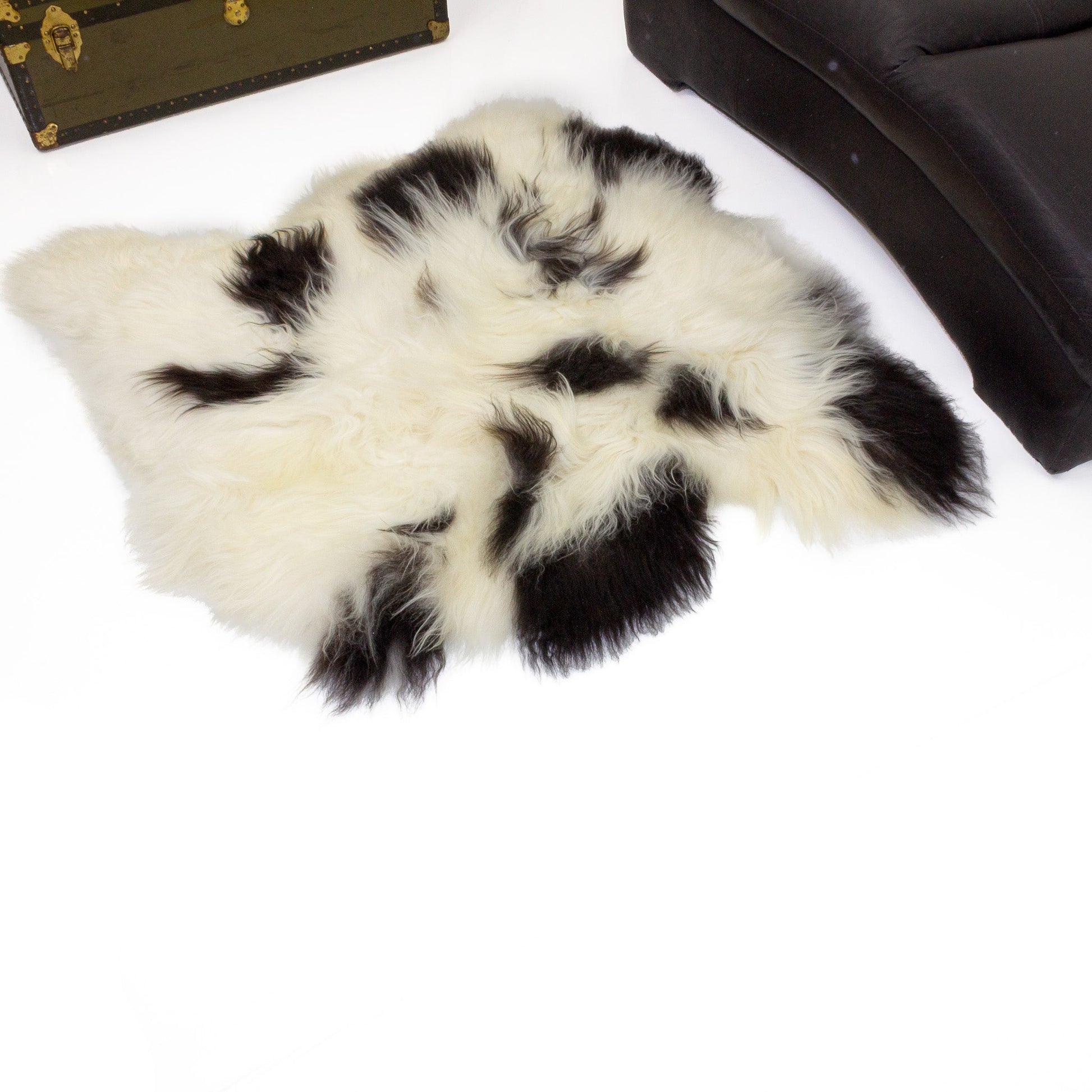 Ivory White w Dark Spots Double Side-Sid Icelandic Sheepskin