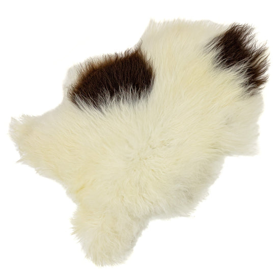 Large Wide Ivory White w Brown Icelandic Sheepskin